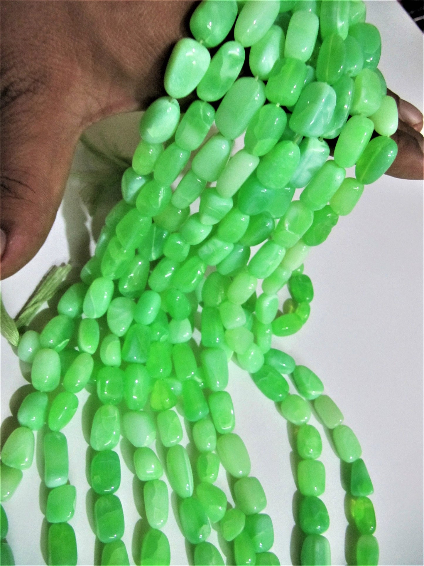 Natural Green Opal Plain Smooth Nugget Tumbled Beads 10 to 20mm Strand 8 Inches Long Jewelry Making Beads Sold Per Strand Wholesale Price