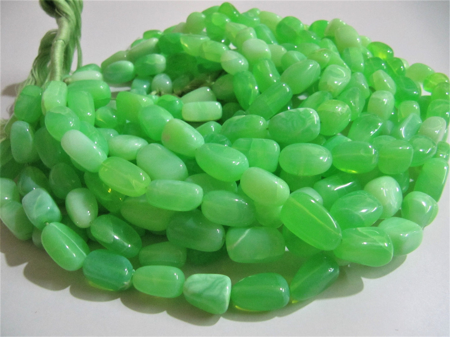 Natural Green Opal Plain Smooth Nugget Tumbled Beads 10 to 20mm Strand 8 Inches Long Jewelry Making Beads Sold Per Strand Wholesale Price