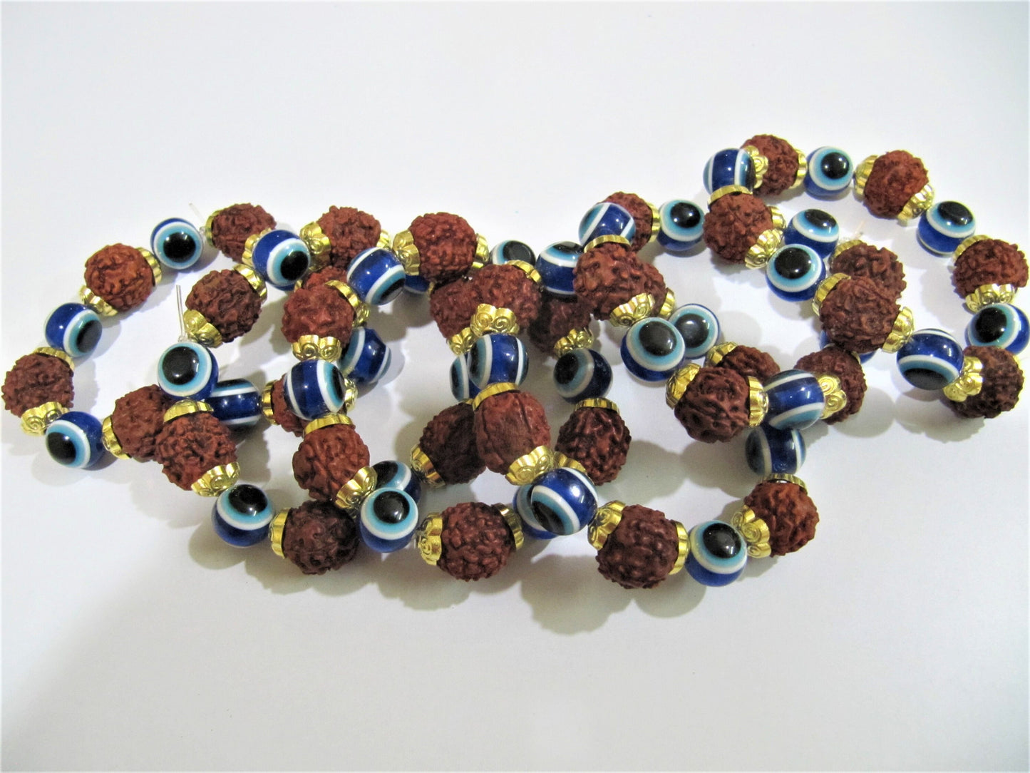 Rudraksh Bracelet 7inches Stretchy Bracelet Healing Stones 12mm Controlling Stress, Progress Easier Unisex Gift sold per piece