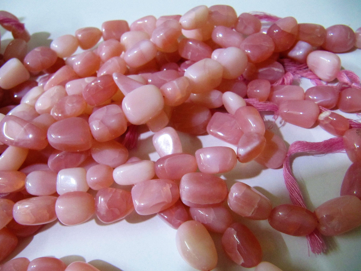 Natural Pink Opal Plain Smooth Nugget Tumbled Beads 10 to 20mm Strand 8 Inches Long Jewelry Making Beads Sold Per Strand Wholesale Price