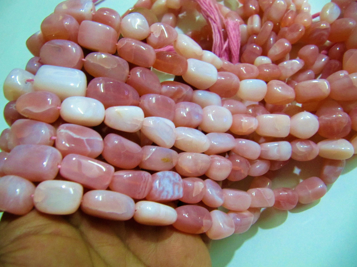 Natural Pink Opal Plain Smooth Nugget Tumbled Beads 10 to 20mm Strand 8 Inches Long Jewelry Making Beads Sold Per Strand Wholesale Price