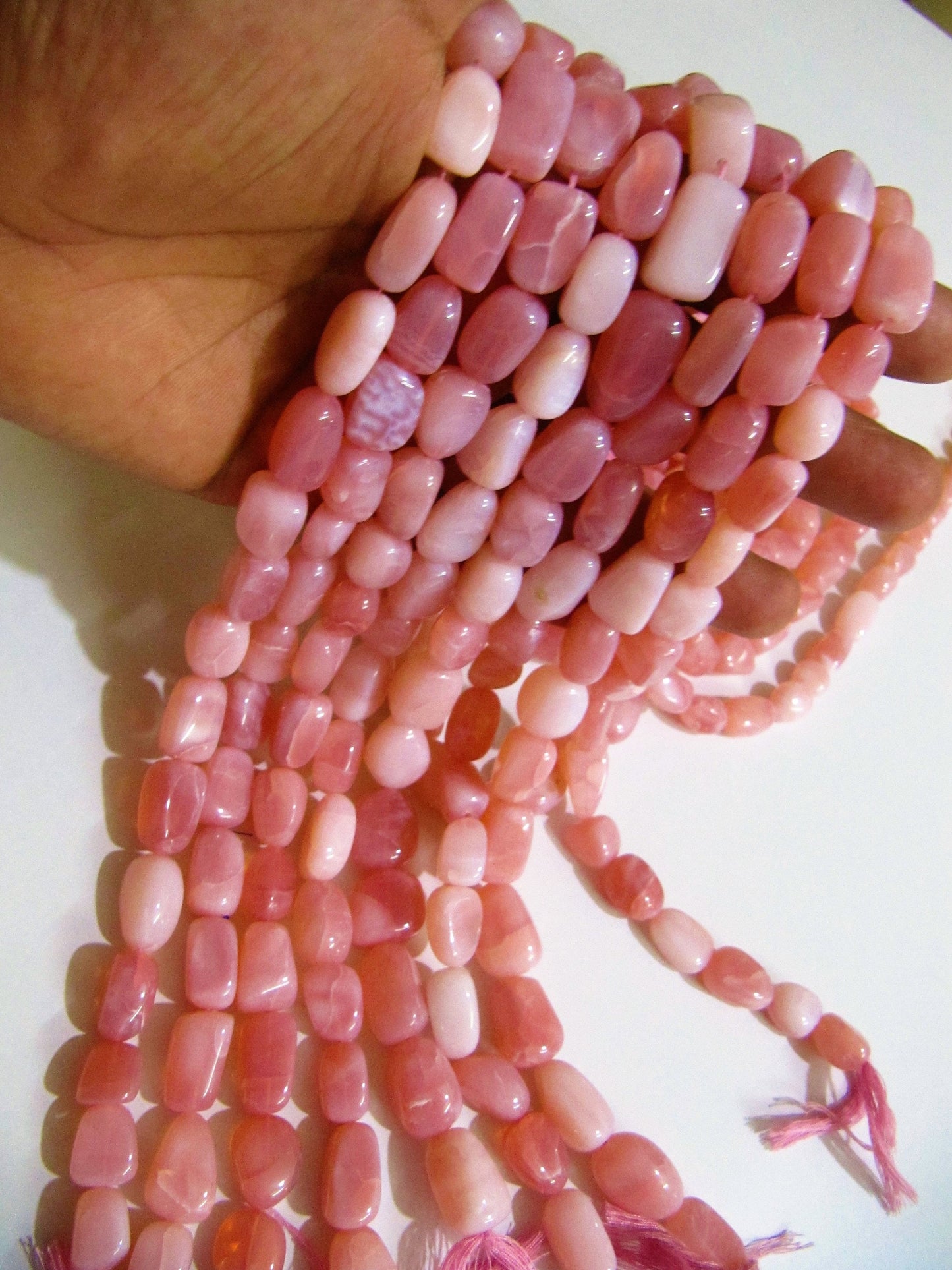 Natural Pink Opal Plain Smooth Nugget Tumbled Beads 10 to 20mm Strand 8 Inches Long Jewelry Making Beads Sold Per Strand Wholesale Price