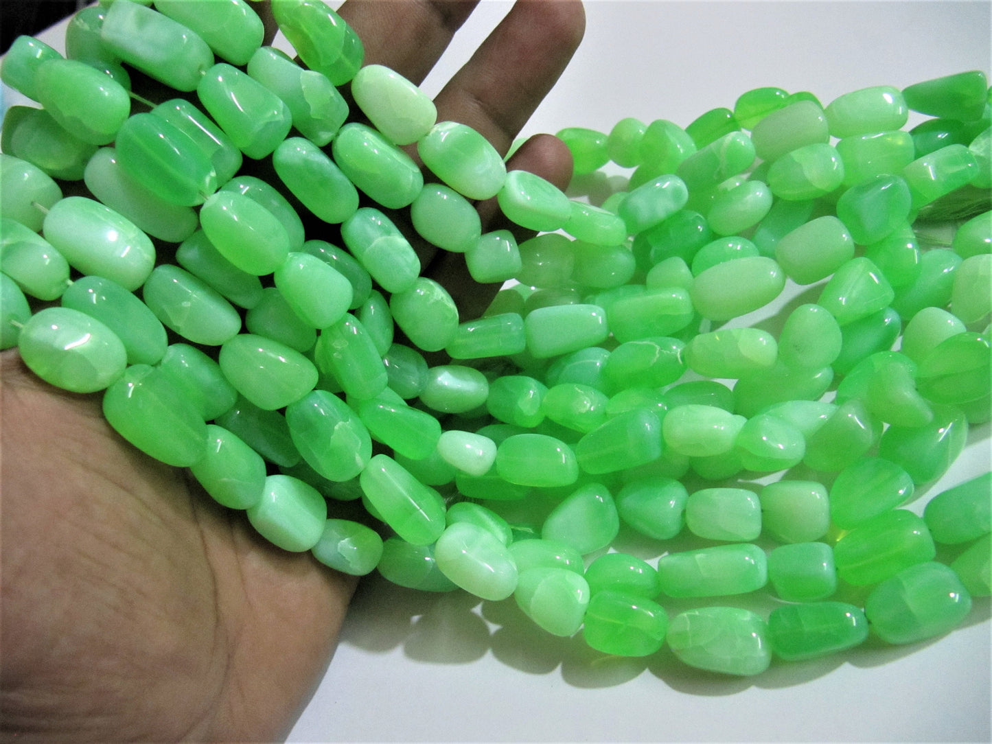 Natural Green Opal Plain Smooth Nugget Tumbled Beads 10 to 20mm Strand 8 Inches Long Jewelry Making Beads Sold Per Strand Wholesale Price