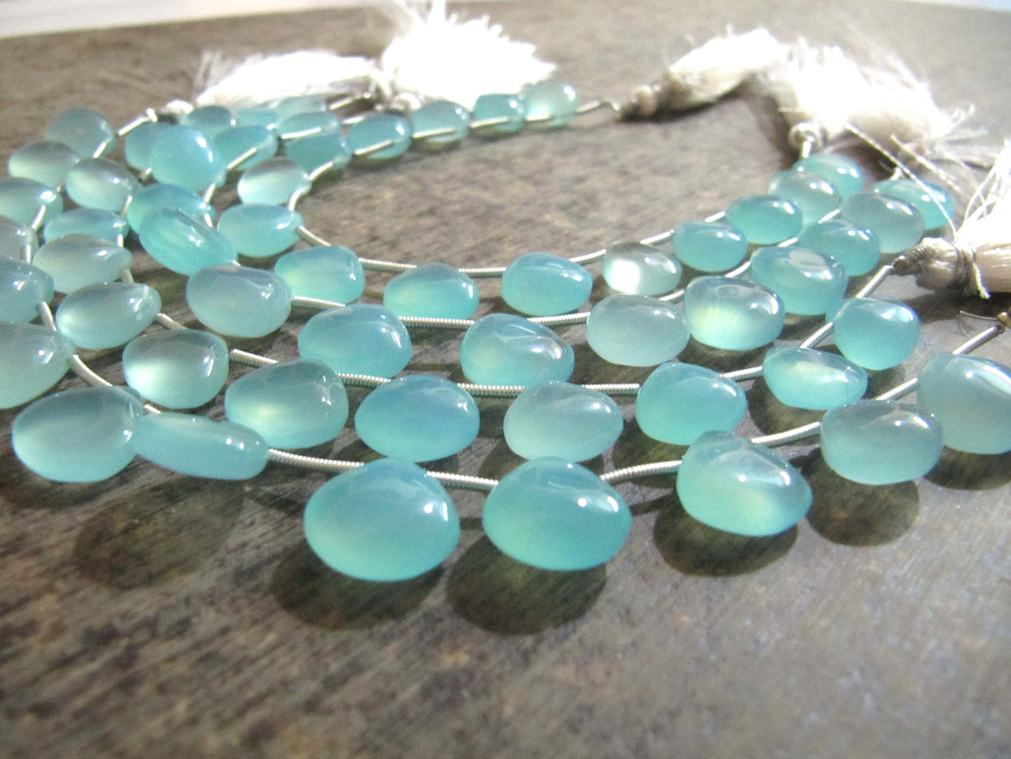 Natural Aqua Chalcedony 11-12mm HEART Shape Plain Smooth Gemstone Beads Strand 8 Inches Long Jewelry Making Beads Sold Per Strand