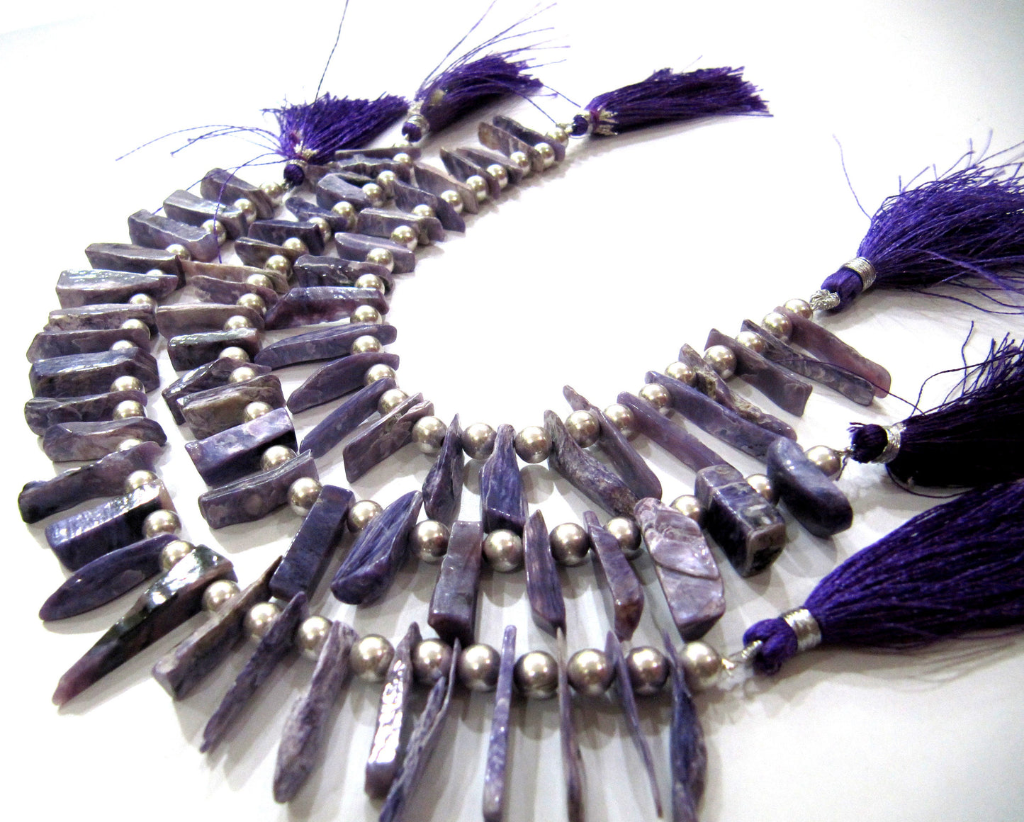 Natural Charoite Gemstone Pencil Shape Finger Beads 15mm to 20 sold per Strand of 8 inch long . Wholesale Jewelry making Purple Color beads