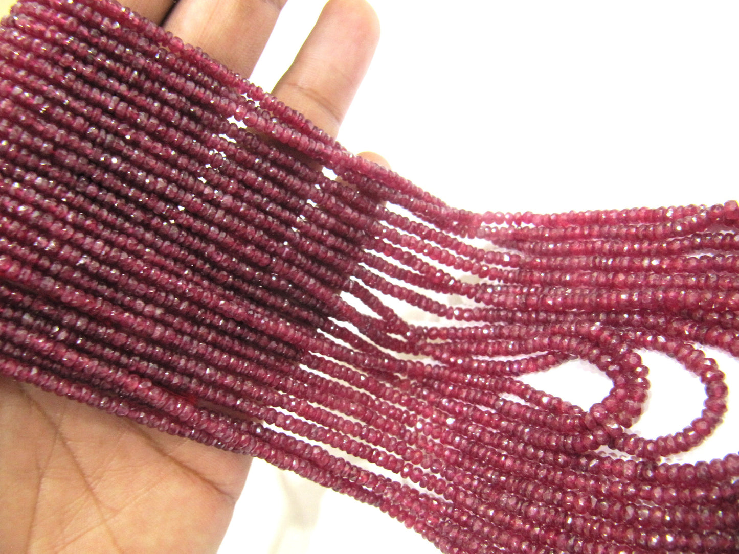 Natural Ruby Rondelle Faceted top Quality 2.5 to 4mm Graduated Beads Sold Per strand 8 inches Long Untreated Gemstones Longido Mines