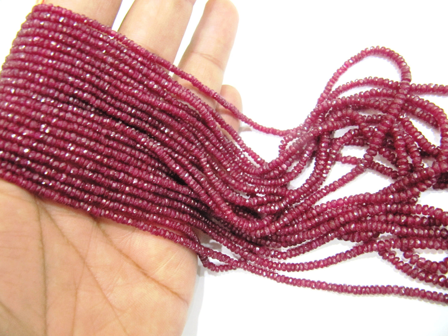 Natural Ruby Rondelle Faceted top Quality 2.5 to 4mm Graduated Beads Sold Per strand 8 inches Long Untreated Gemstones Longido Mines