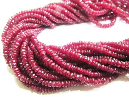Natural Ruby Rondelle Faceted top Quality 2.5 to 4mm Graduated Beads Sold Per strand 8 inches Long Untreated Gemstones Longido Mines