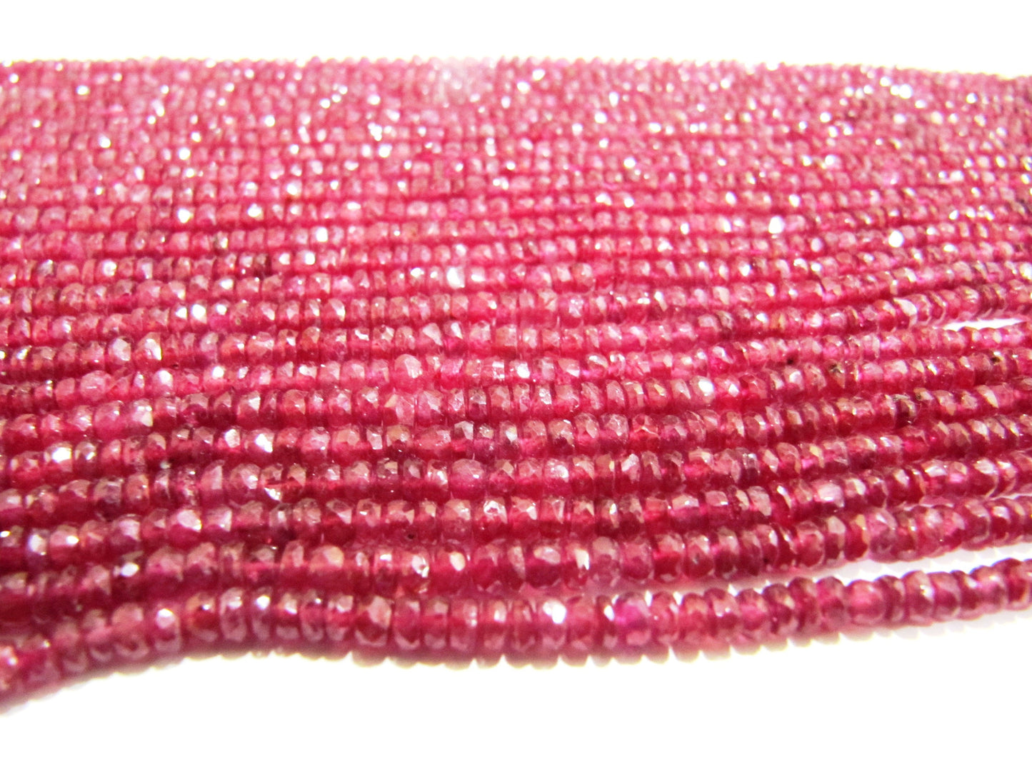 Natural Ruby Rondelle Faceted top Quality 3.5 to 4.5mm Beads Sold Per strand 8 inches Long Untreated Best Quality Gemstones
