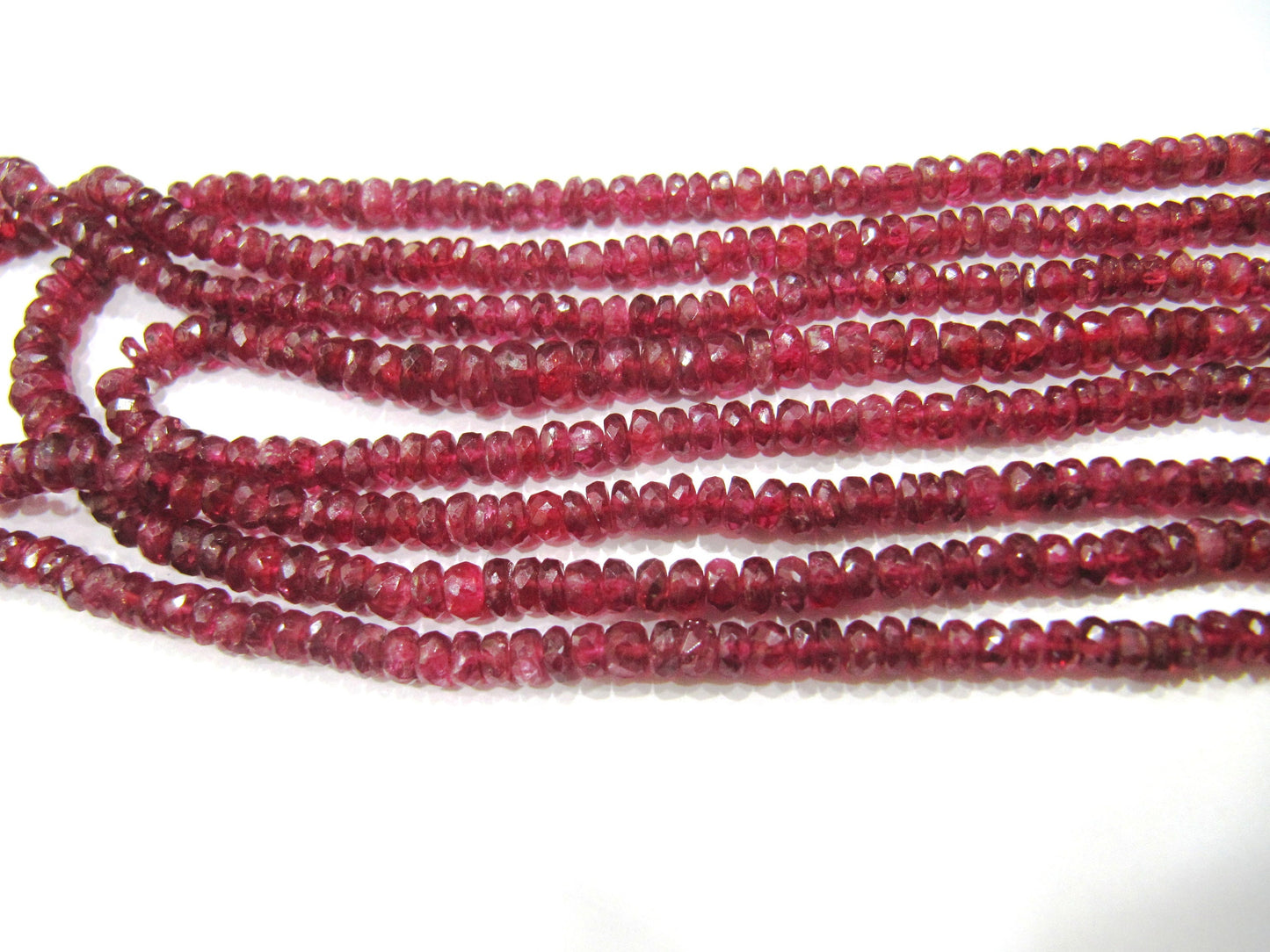 Natural Ruby Red spinal  Rondelle Faceted top Quality 3.5 to 4.5mm Beads Sold Per strand 8 inches Long Rare Untreated Precious Gems