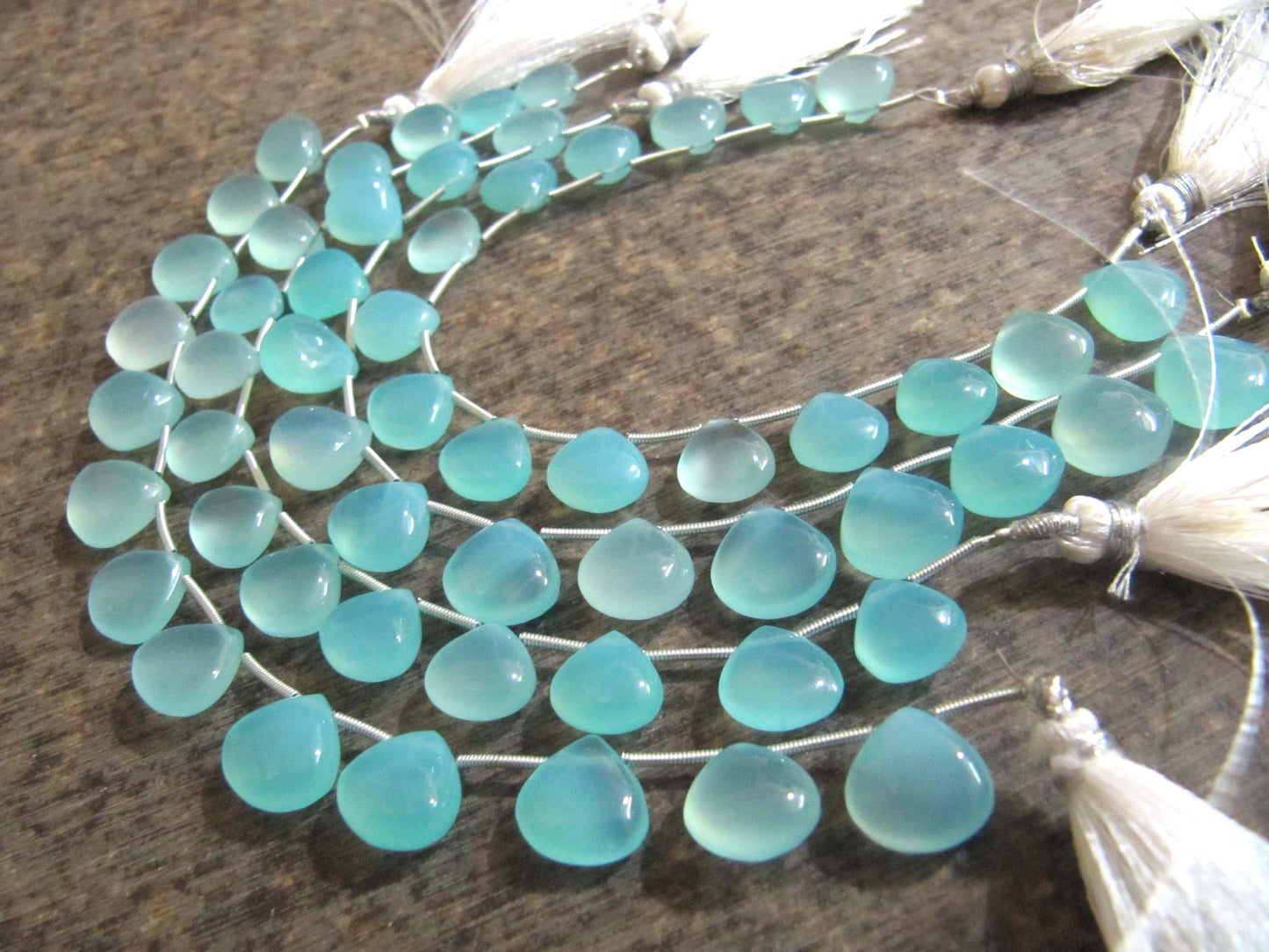 Natural Aqua Chalcedony 11-12mm HEART Shape Plain Smooth Gemstone Beads Strand 8 Inches Long Jewelry Making Beads Sold Per Strand