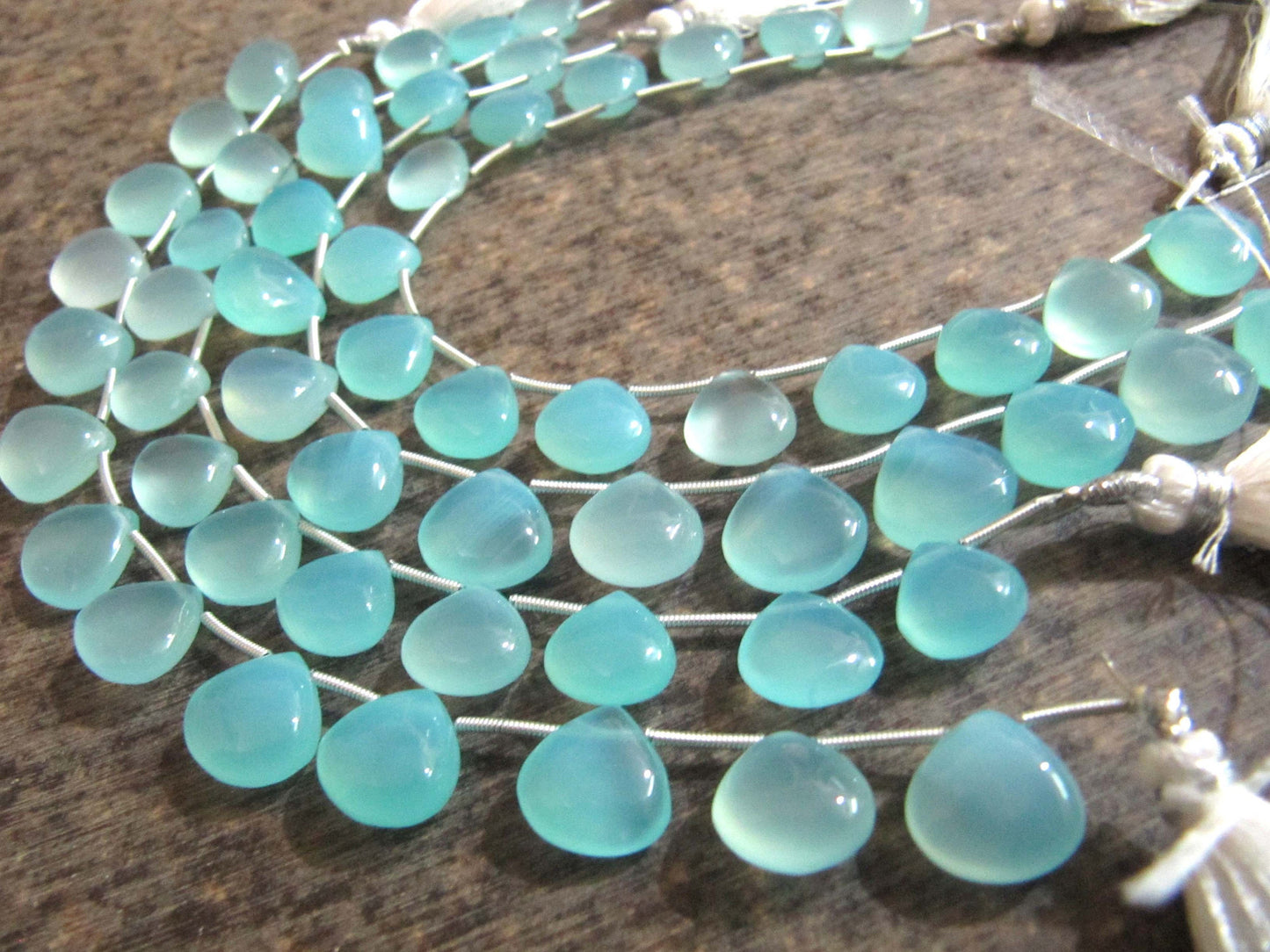 Natural Aqua Chalcedony 11-12mm HEART Shape Plain Smooth Gemstone Beads Strand 8 Inches Long Jewelry Making Beads Sold Per Strand