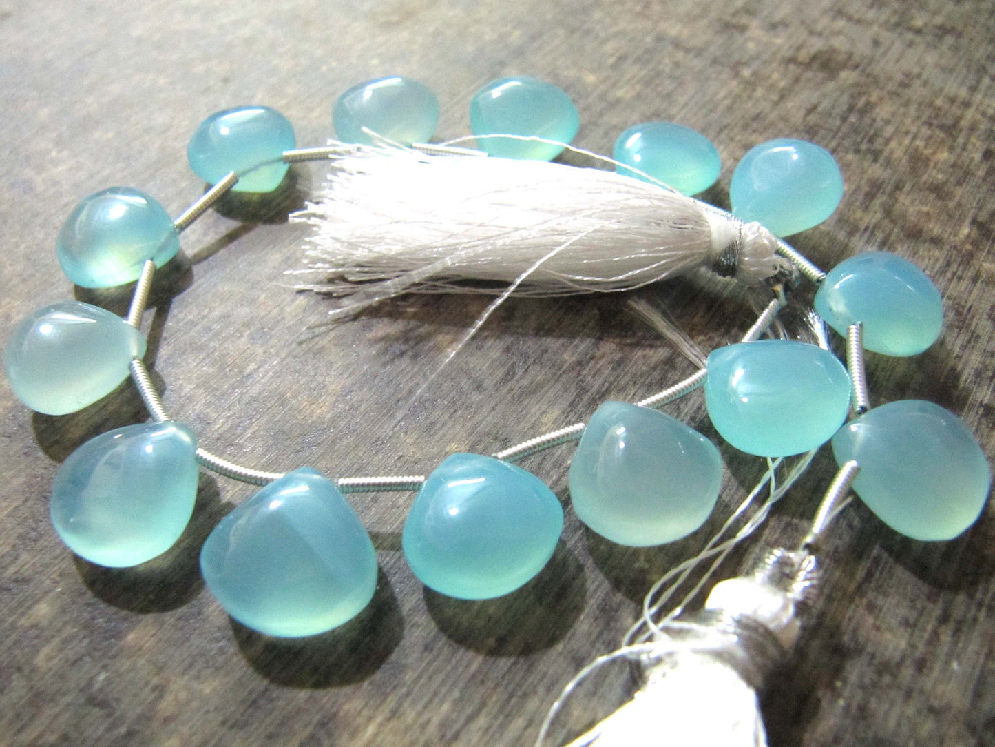 Natural Aqua Chalcedony 11-12mm HEART Shape Plain Smooth Gemstone Beads Strand 8 Inches Long Jewelry Making Beads Sold Per Strand