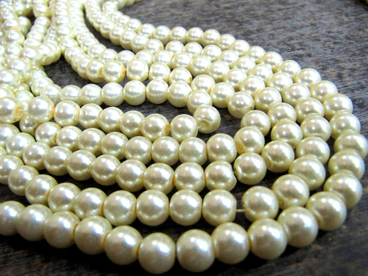 Pearl Golden color 8mm Beads sold per Strand 16 inch long  Jewelry Making  Off white golden Pearl Beads Wholesale prices