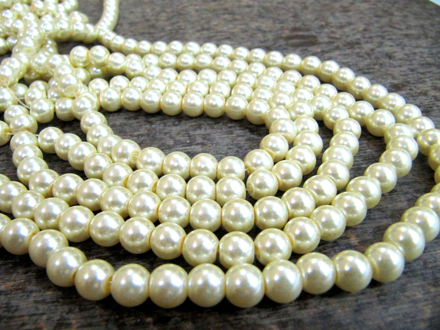 Pearl Golden color 8mm Beads sold per Strand 16 inch long  Jewelry Making  Off white golden Pearl Beads Wholesale prices
