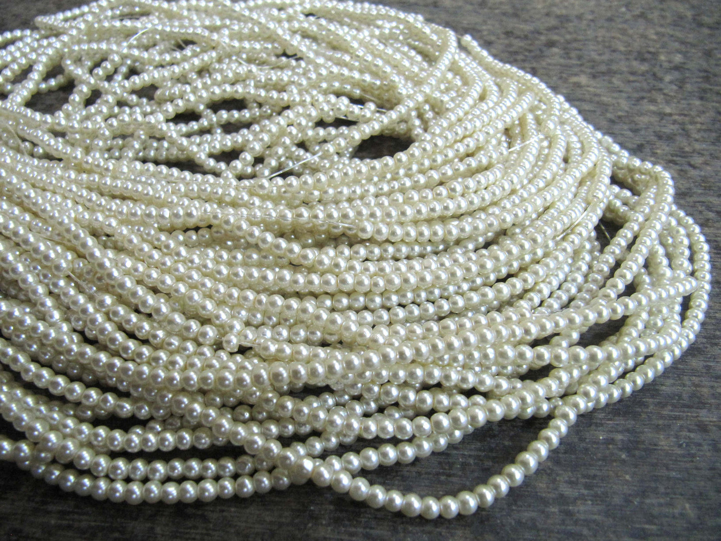 White Pearl 4mm Round Beads sold per Strand 26 inch long  Jewelry Making  white Pearl Beads Wholesale prices