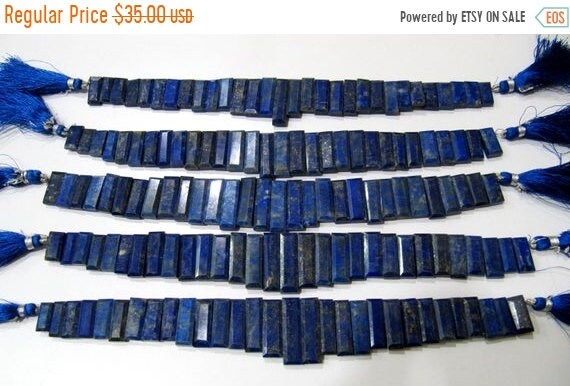 Natural Lapis Lazuli Baguette Shape 15-20mm Approximately Long Side Drilled Beads strand 8 Inches long Sold Per Strand Jewelry making  Beads