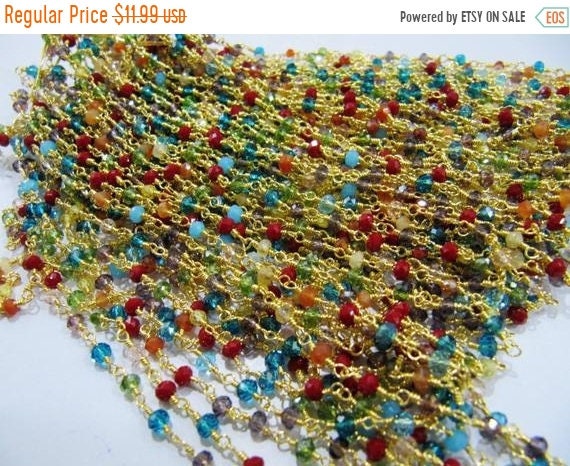 3- Feet  AAA Quality Multi color stone beads Rondelle Faceted  Size 3mm Beaded Rosary Chain Wholesale Prices Jewelry Making Gemstone chain