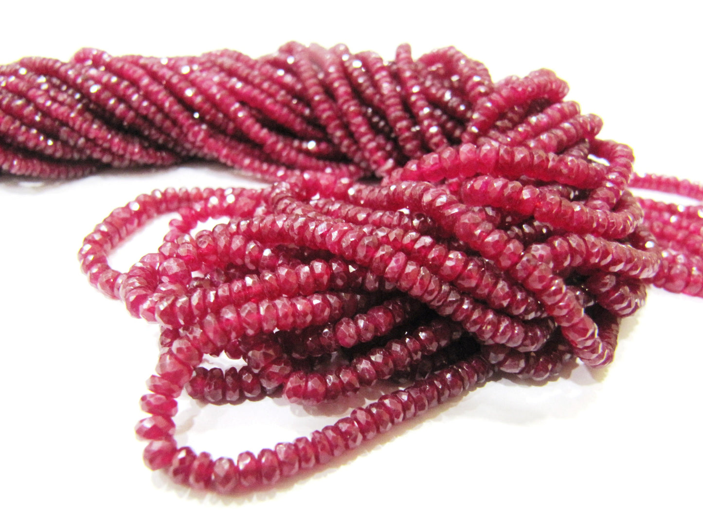 Natural Ruby Rondelle Faceted top Quality 3 to 4mm Beads Sold Per strand 8 inches Long  Best Quality Untreated African Ruby