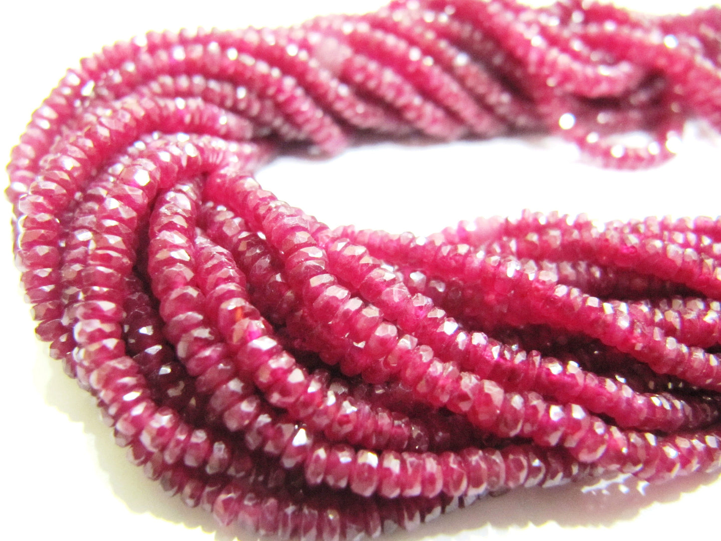 Natural Ruby Rondelle Faceted top Quality 2.5 to 4mm Graduated Beads Sold Per strand 8 inches Long Untreated Gemstones Longido Mines