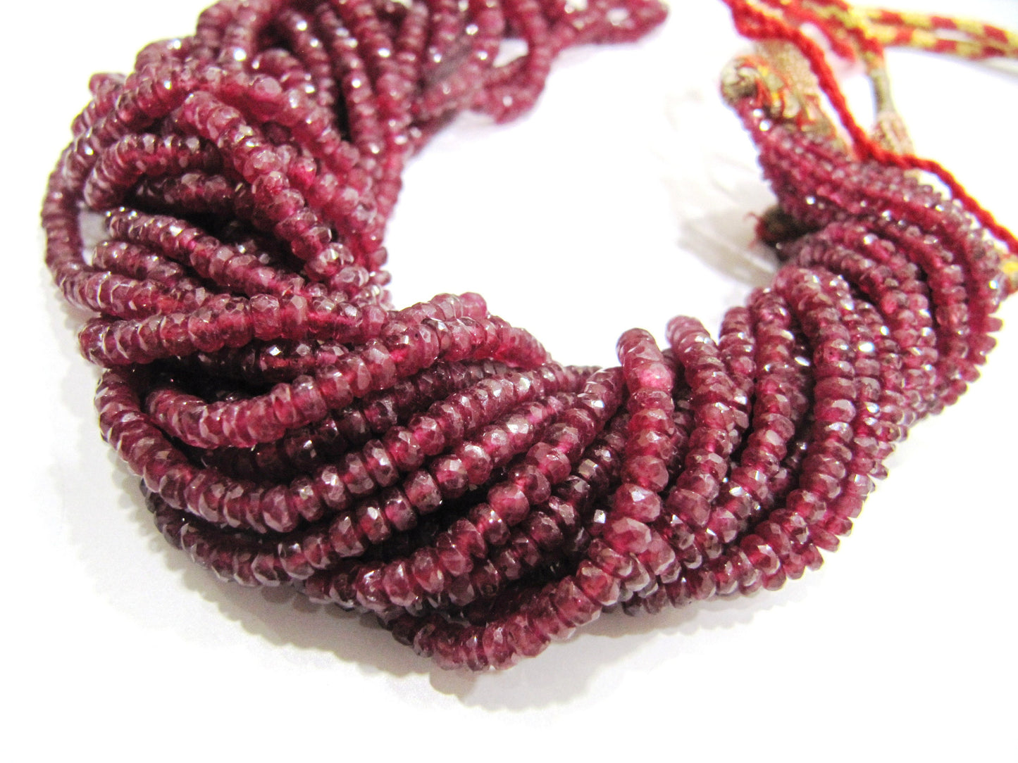 Natural Ruby Rondelle Faceted top Quality 3.5 to 4.5mm Beads Sold Per strand 8 inches Long Untreated Best Quality Gemstones