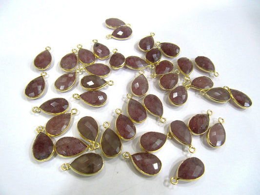 Natural Gemstone Pear Shape Bezel Connector charms 19x25mm Size Pendant Connector Bezel Single Loop Briolette Connectors sold per piece
