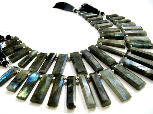 Natural Labradorite Baguette Rectangle 20-30mm Beads Cushion shape Briolette Beads Strand 9 inches long