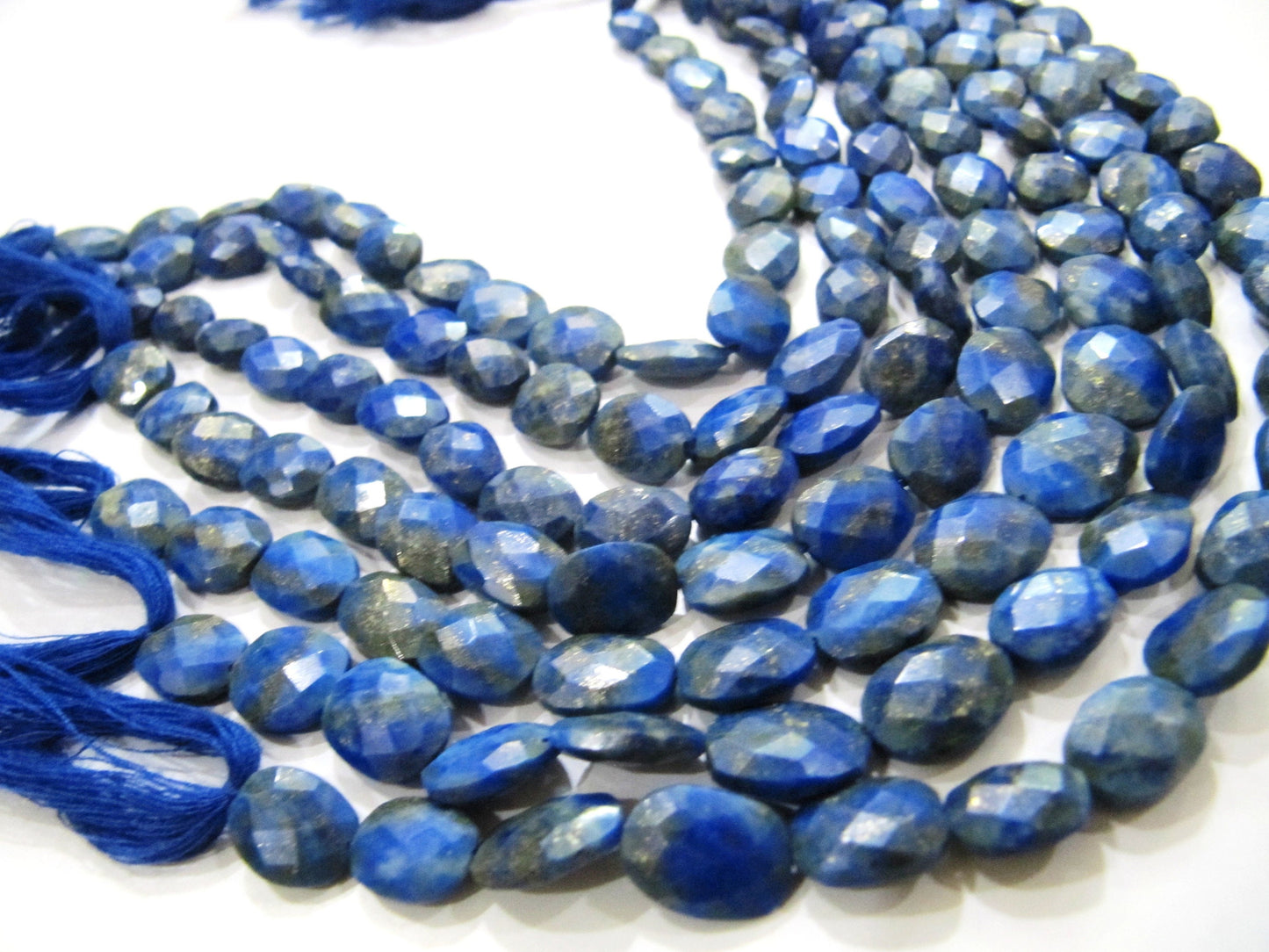 Natural Lapis Lazuli Oval Faceted Briolette 9x12mm Beads Sold per strand 10 Inches Long Gemstone Beads