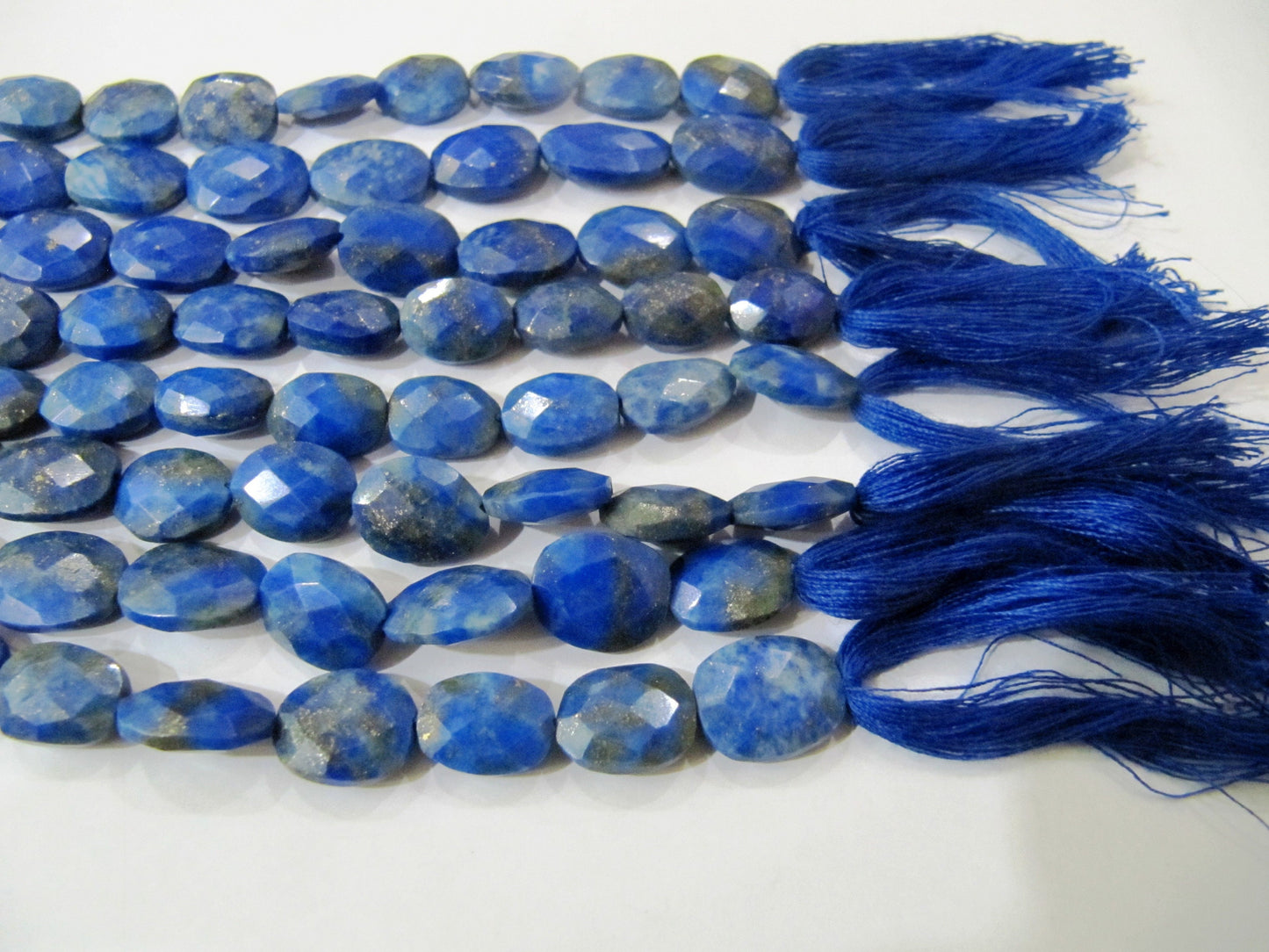 Natural Lapis Lazuli Oval Faceted Briolette 9x12mm Beads Sold per strand 10 Inches Long Gemstone Beads