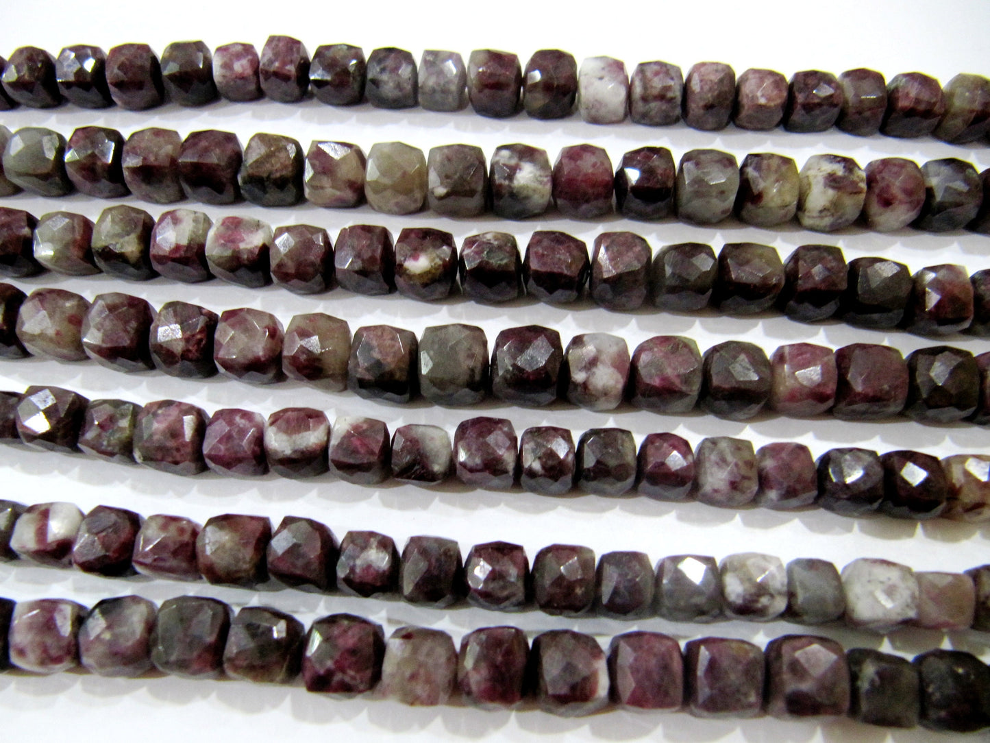 Natural Tourmaline Quartz Beads 3D cube Box shape Briolette 6mm to 8mm beads strand 8 inches long Genuine Gemstone Faceted beads