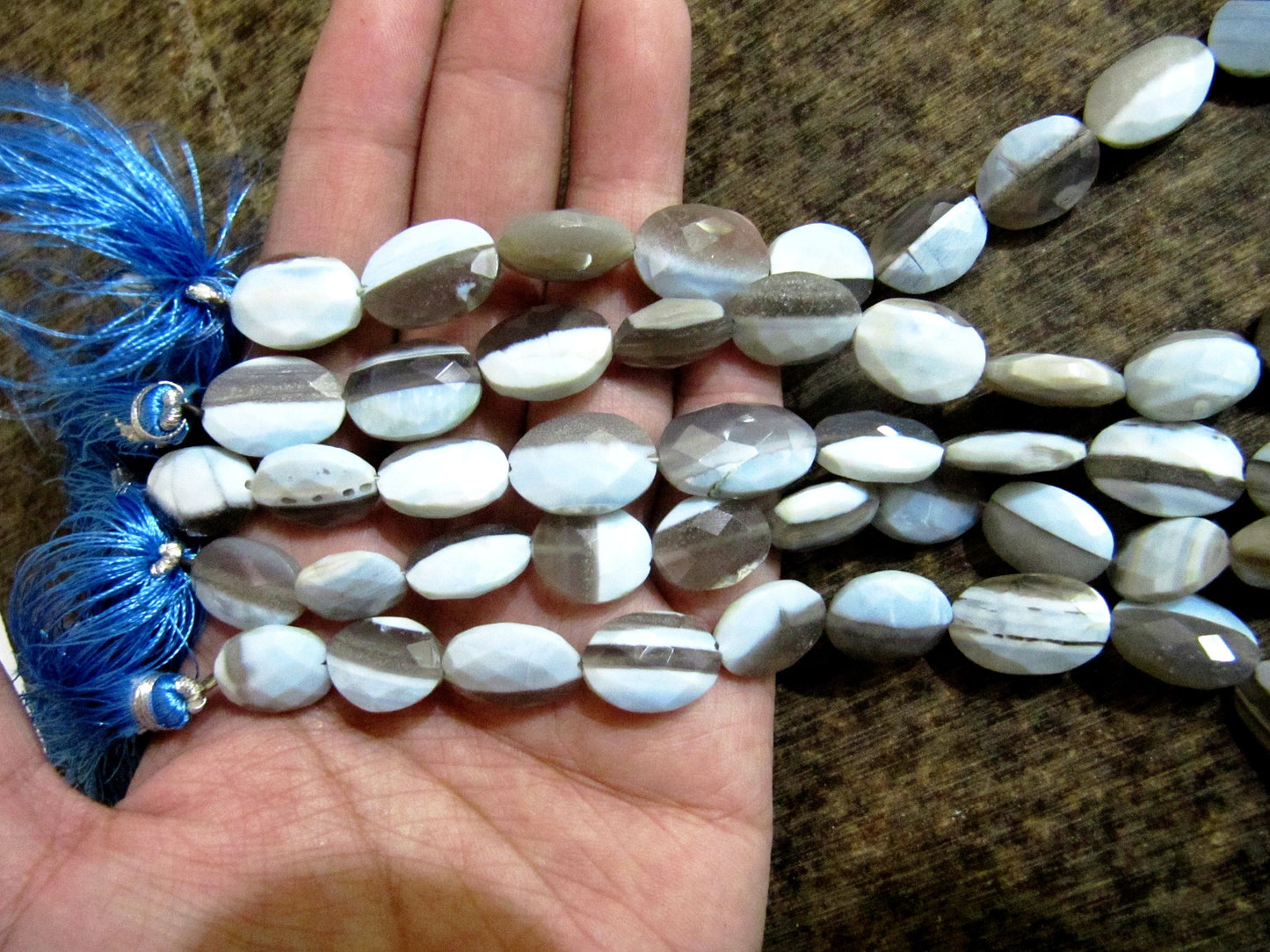 Natural Bolder Opal Faceted Oval Shape Briolette Size  10x14mm Strand 8 Inch Long .sold Per strand