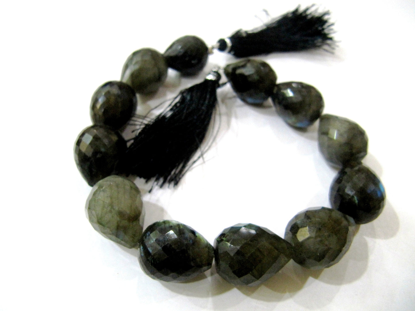 Natural Labradorite Briolette Tear drop Faceted Beads 10to18mm Beads sold per strand 8  inches Long
