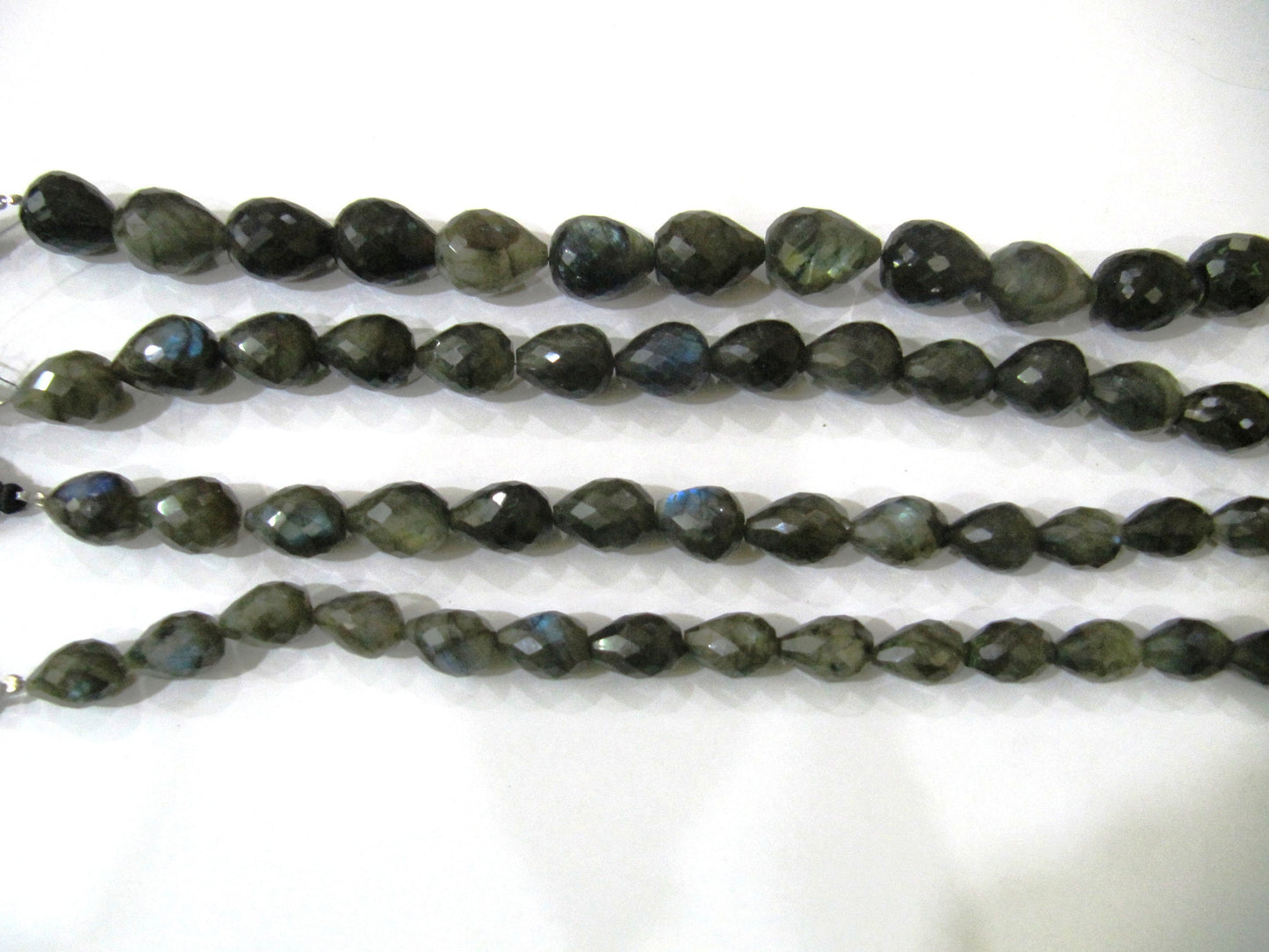 Natural Labradorite Briolette Tear drop Faceted Beads 10to18mm Beads sold per strand 8  inches Long