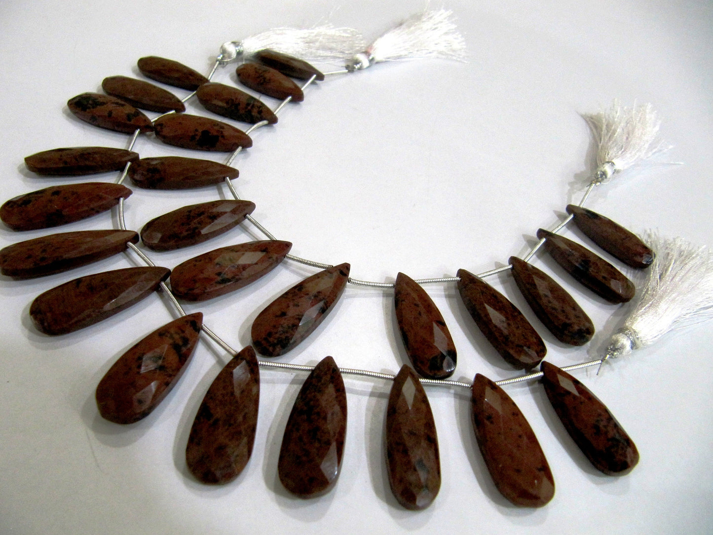 Natural Brown Jasper Cushion Shape Briolettte Faceted 10X22mm Double Drilled Beads Sold as a Strand of 6 Beads Wholesale Price