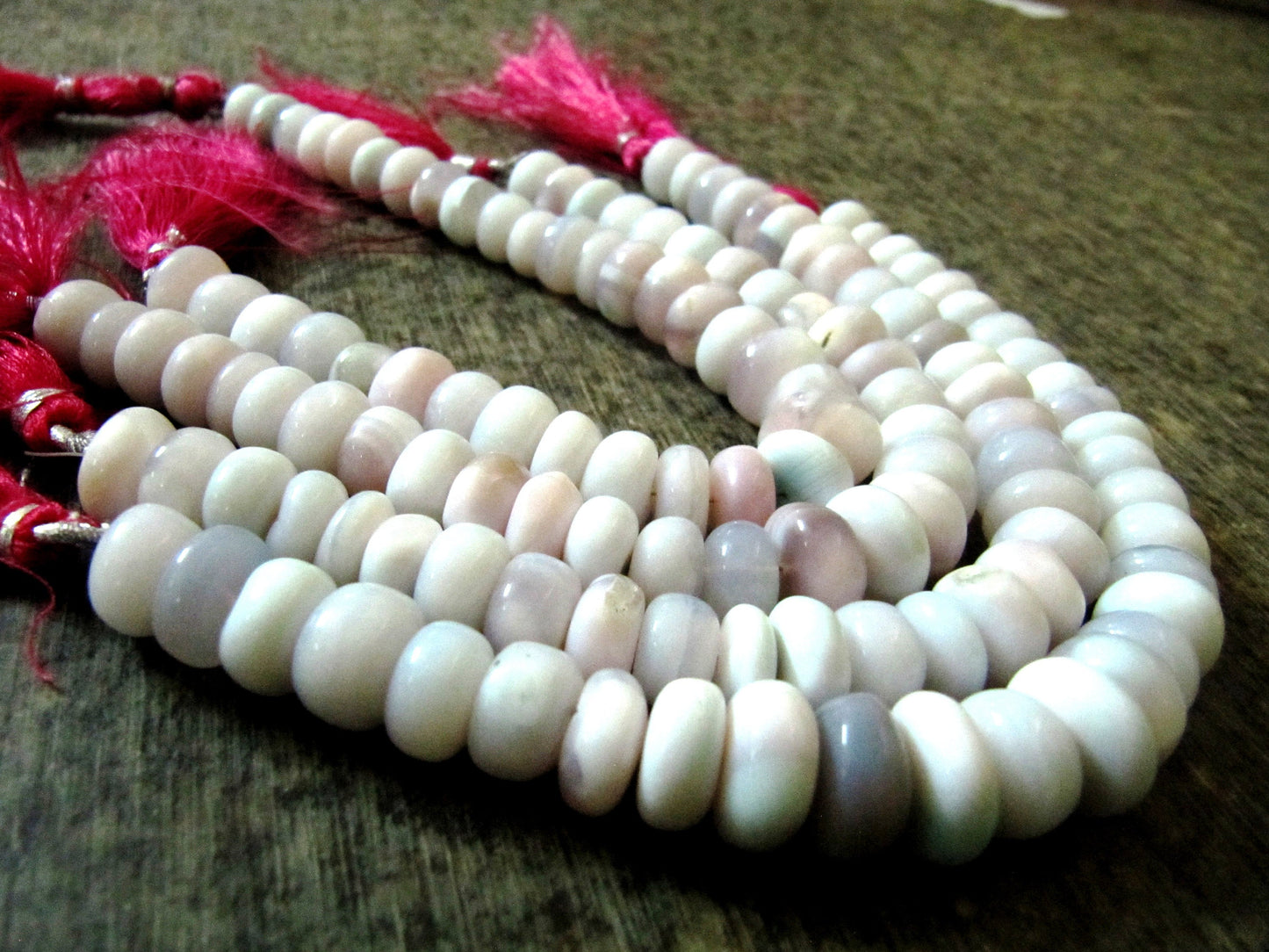 Natural Lavender Opal gemstone 10-12mm Beads Plain smooth Rondelle real opal Beads for jewellery making strand 8 inches long