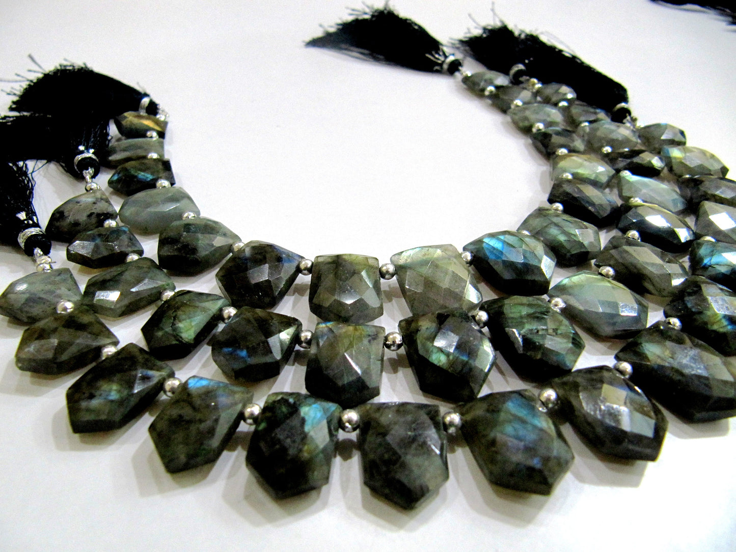 Natural Labradorite Bullet shape Briolette Beads Fancy knife shape 10x16mm Beads Strand 9 inches long.