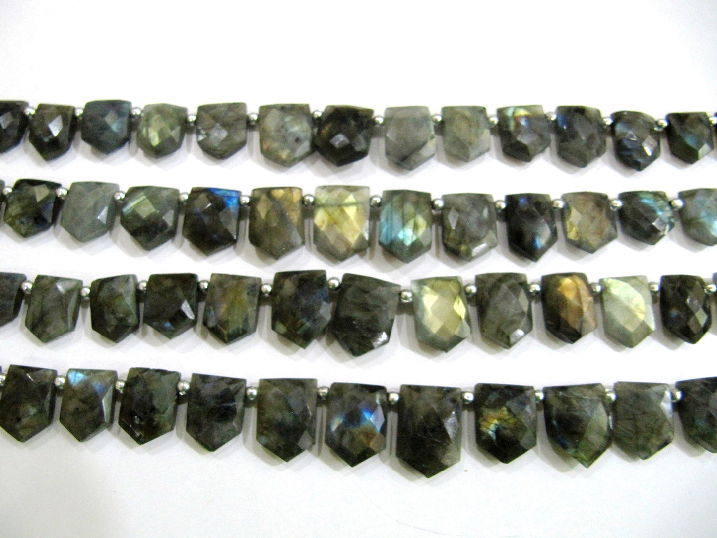 Natural Labradorite Bullet shape Briolette Beads Fancy knife shape 10x16mm Beads Strand 9 inches long.