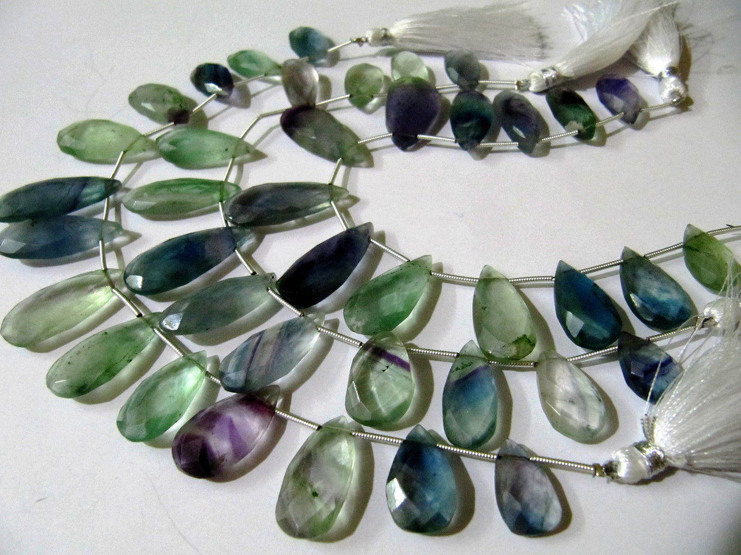 Natural Multi Fluorite Pear Shape Briolette Beads 13 * 30mm sold per strand 8 inches long Gemstone Beads