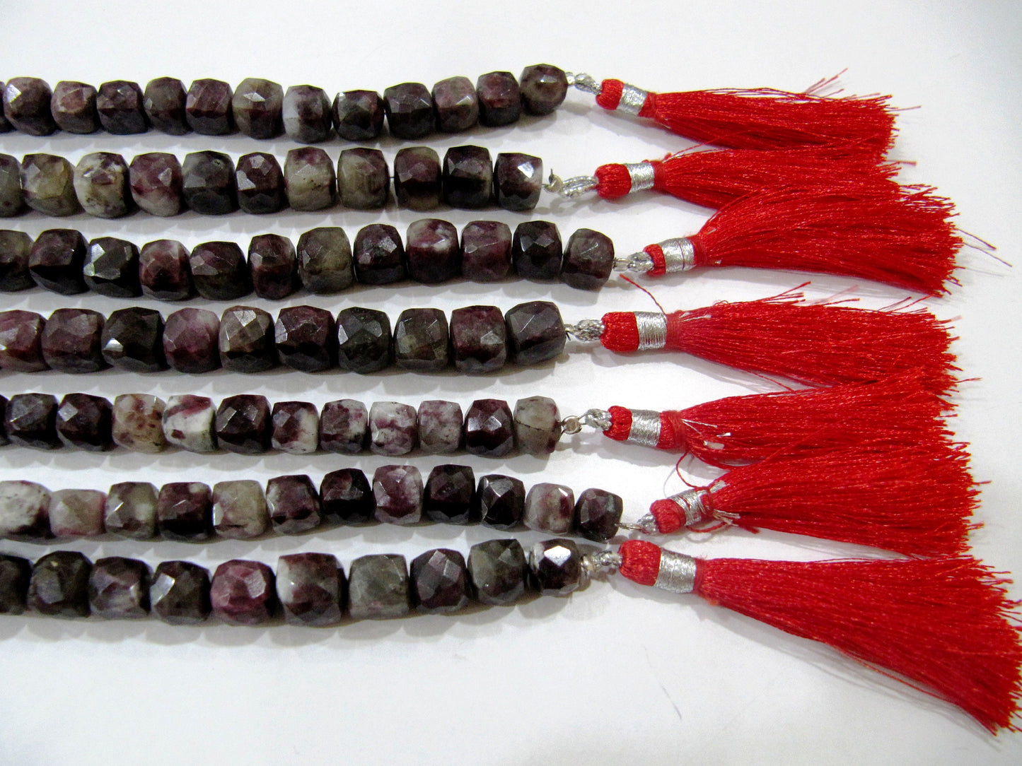 Natural Tourmaline Quartz Beads 3D cube Box shape Briolette 6mm to 8mm beads strand 8 inches long Genuine Gemstone Faceted beads