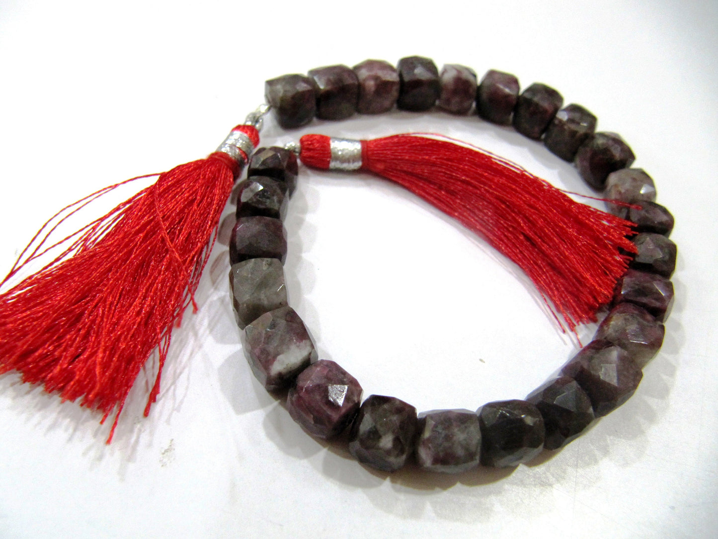 Natural Tourmaline Quartz Beads 3D cube Box shape Briolette 6mm to 8mm beads strand 8 inches long Genuine Gemstone Faceted beads