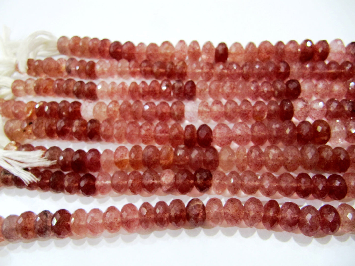 Natural Strawberry Quartz 11-12mm Rondelle  Faceted Gemstone Beads Strand 8 inches Long Best Quality Jewellery Making Beads