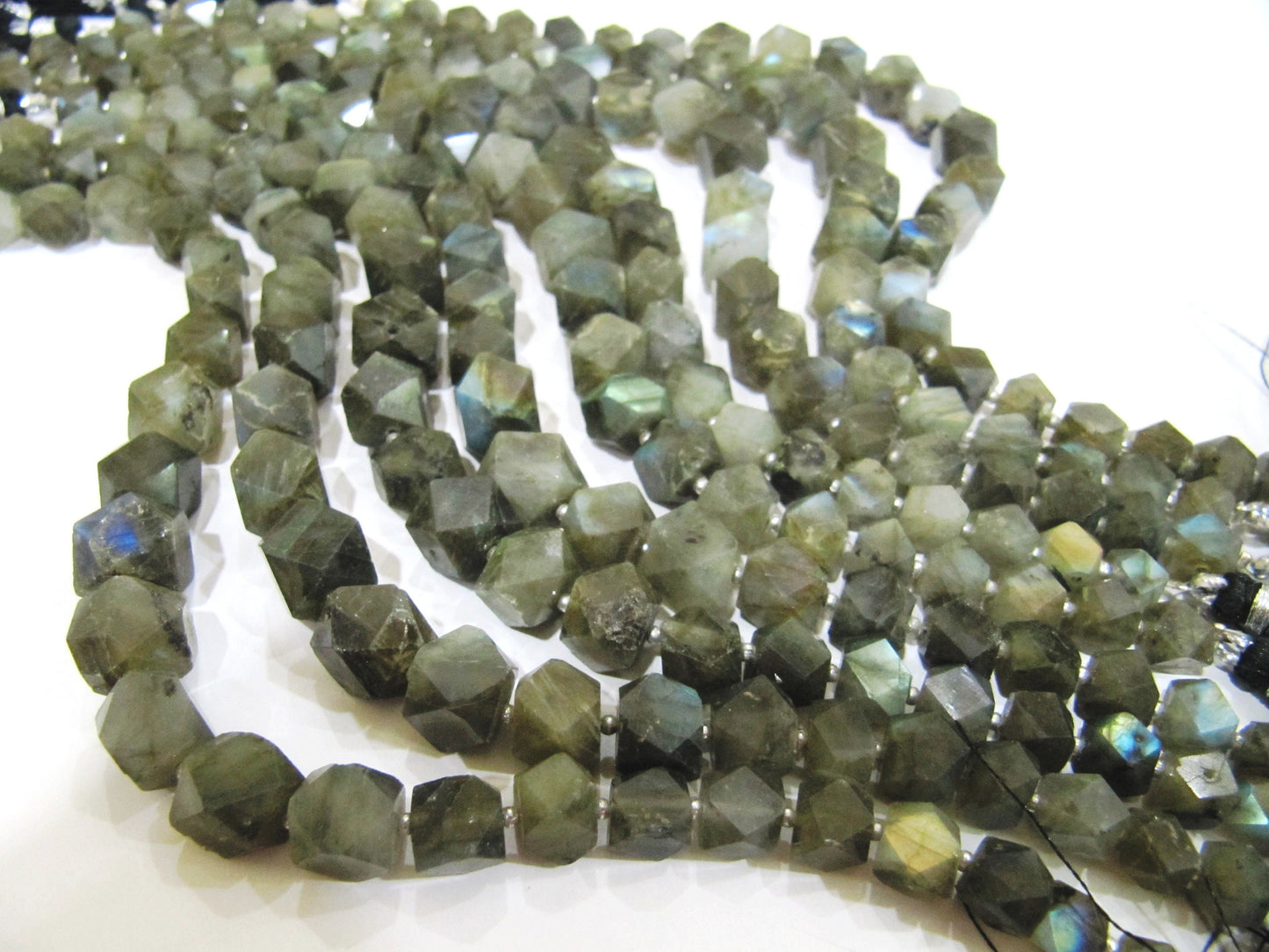 Natural Labradorite Blue Flashy Nugget shape tumble 16to25mm Faceted  Beads Sold per strand 8 inches long