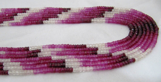 Multi Color Ruby 3mm To 4mm Rondelle Faceted Beads Strand 13-14 Inches Long  Ruby Imitation Red Color Beads For Jewelry Making