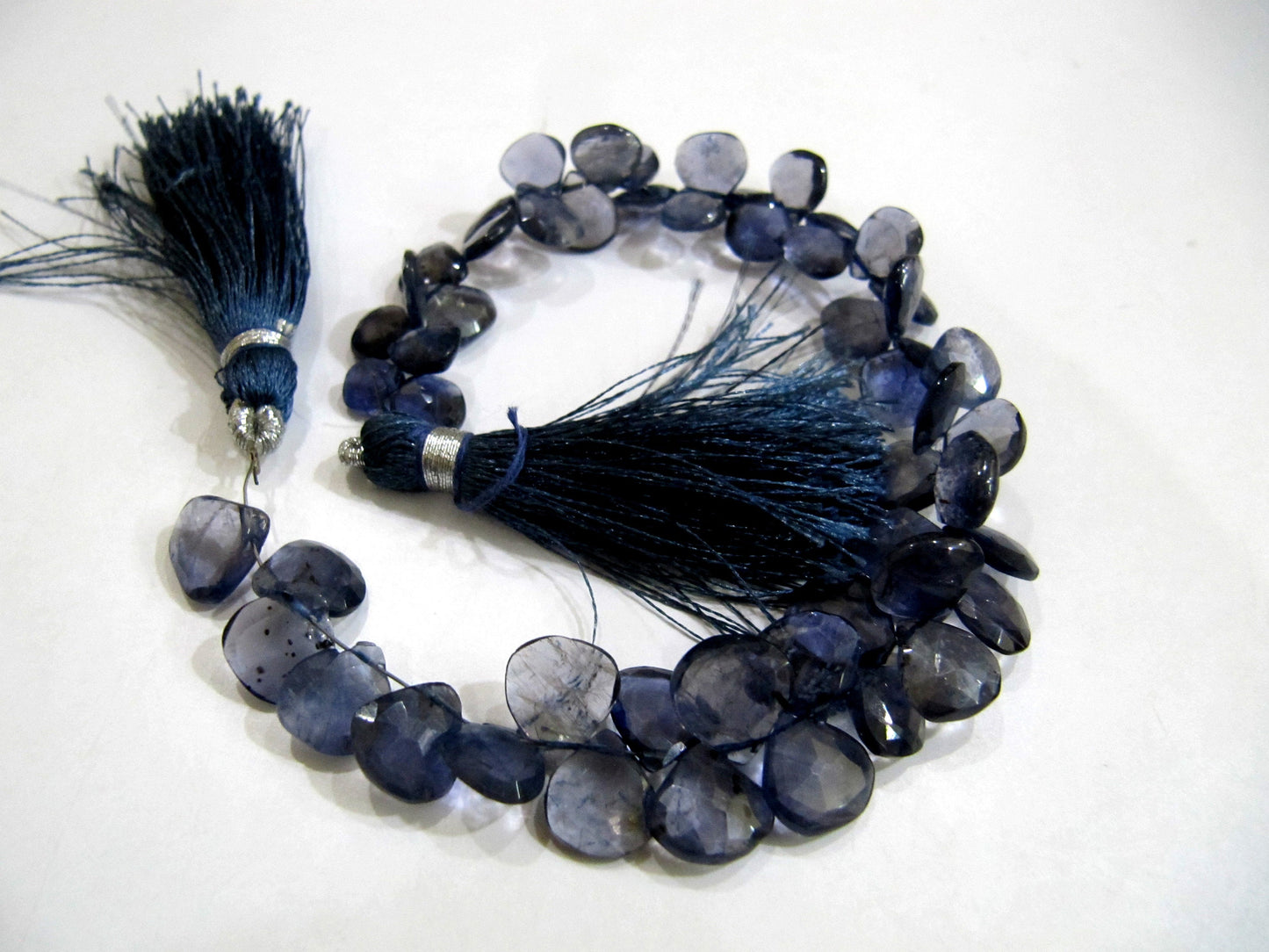 Natural Iolite Heart Shape Briolette Beads 7-8mm Sold Per strand 8 Inches long