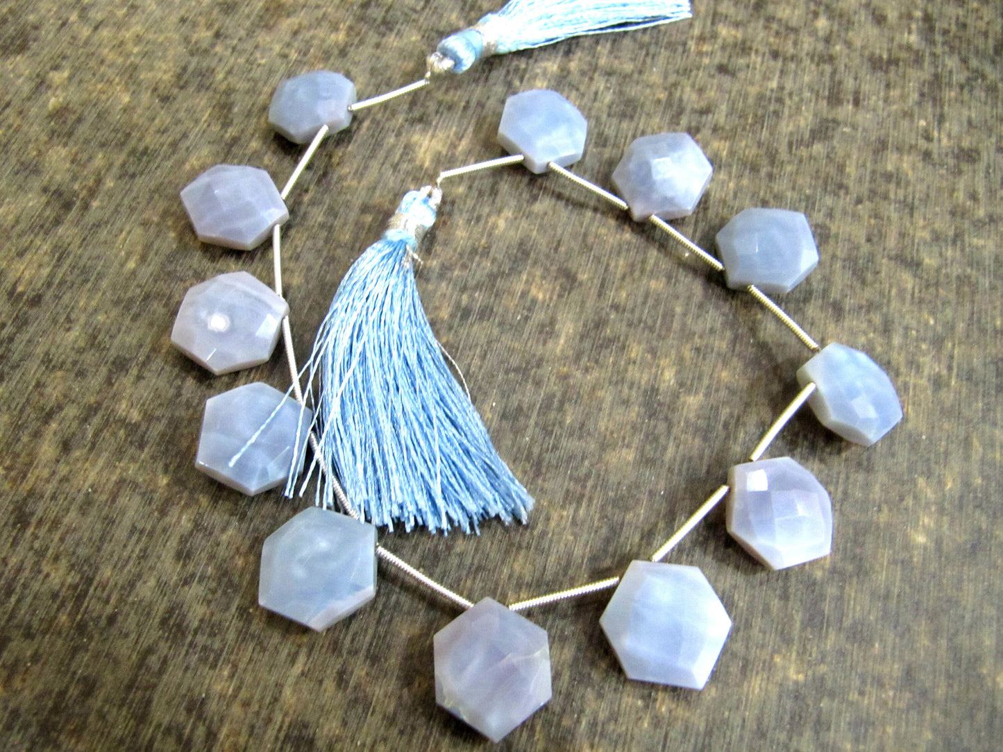 Natural Lavender Opal Hexagon Shape briolette Beads 13x14mm Sold Per Strand 9 Inches long