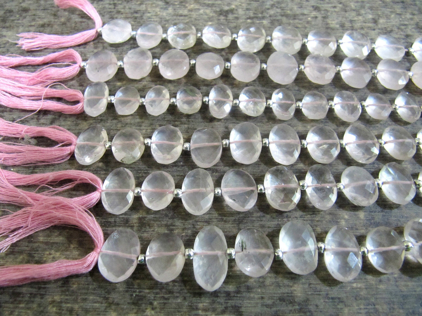 Natural Rose Quartz Oval Shape Briolette 10x15mm Beads sold Per Strand 10 Inches Long
