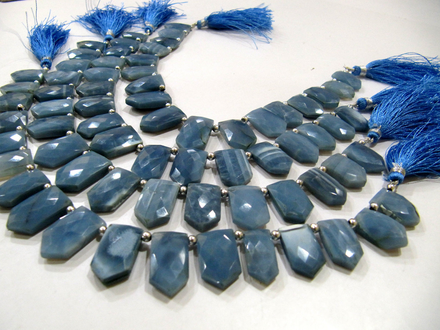Natural Blue Opal Pencil Arrow  Shape 12x18mm Beads Sold Per Strand 10 Inches Long For Jewellery Making