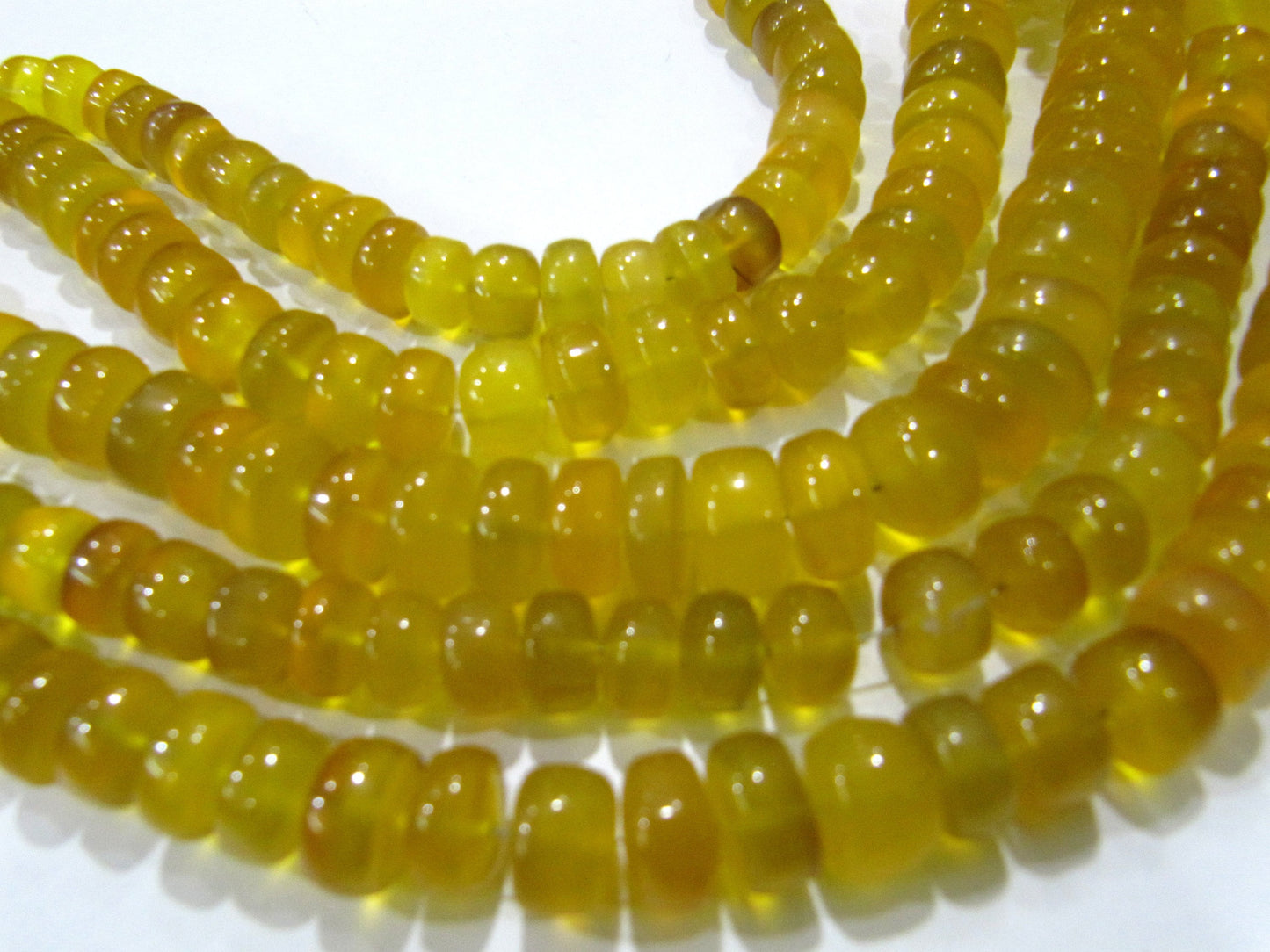 Natural Yellow Chalcedony Rondelle Plain Smooth 10-12mm Beads 8 inches long Jewellery making Beads