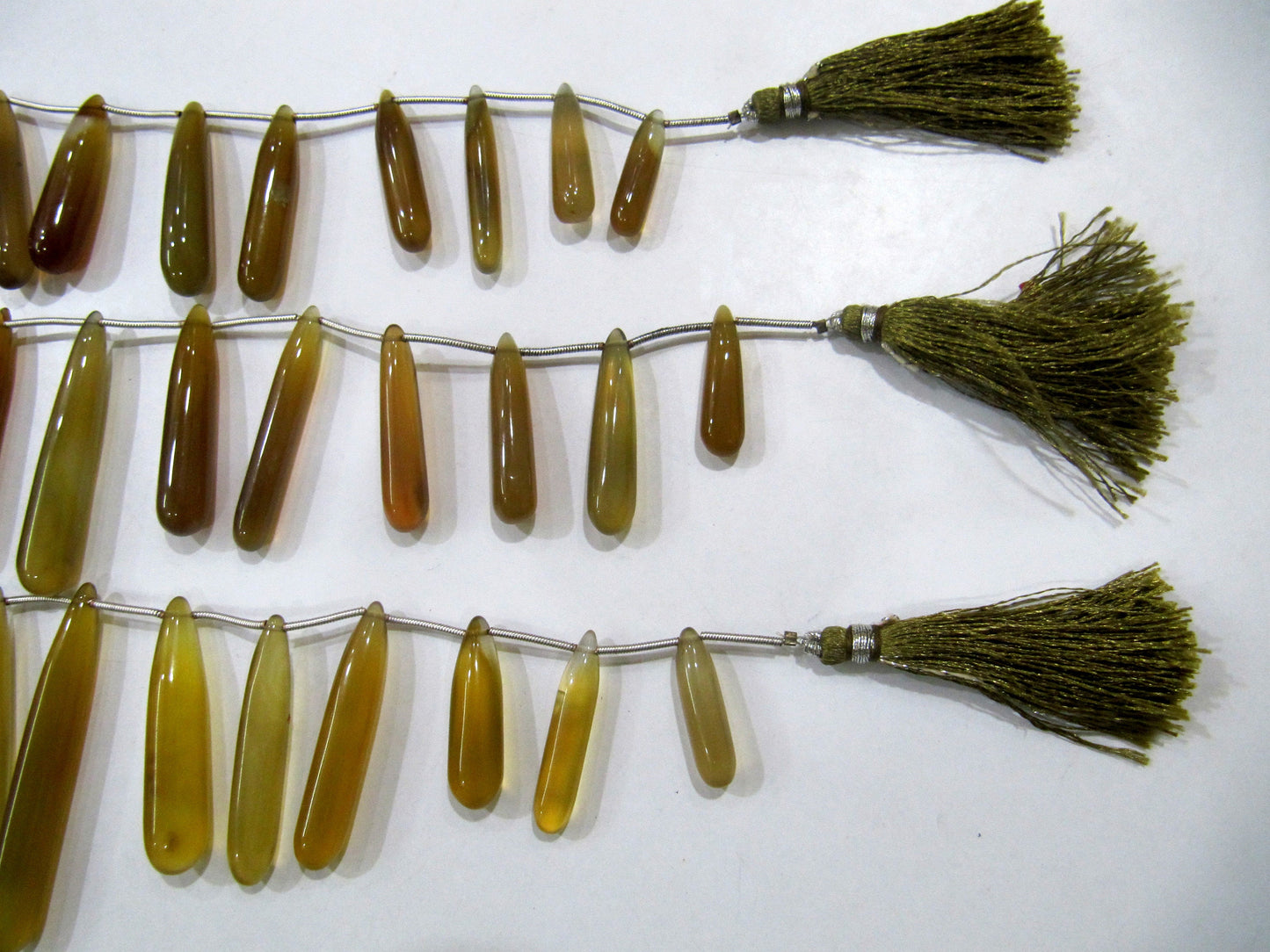 Natural Beer Quartz Chalcedony Plain smooth Teardrop 22 to 50mm Long Beads sold per strand 8 inches long