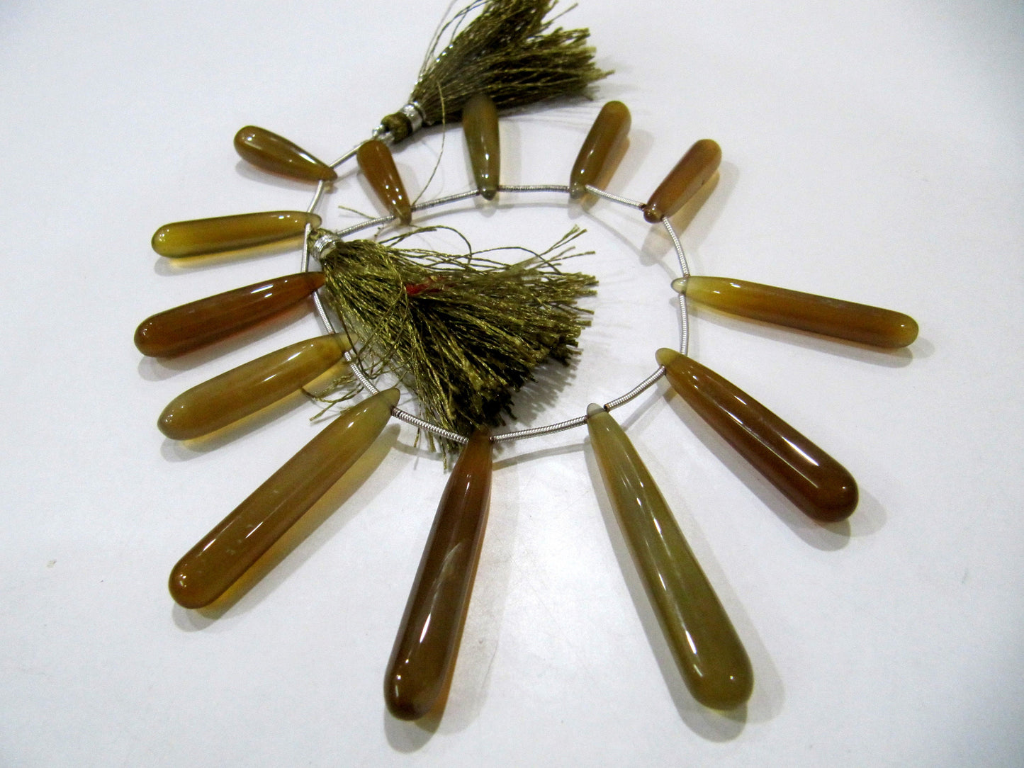 Natural Beer Quartz Chalcedony Plain smooth Teardrop 22 to 50mm Long Beads sold per strand 8 inches long